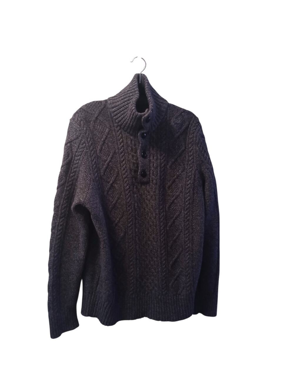 Banana Republic Italian Wool Gray Thick Cable Marl Knit Funnel Neck Large